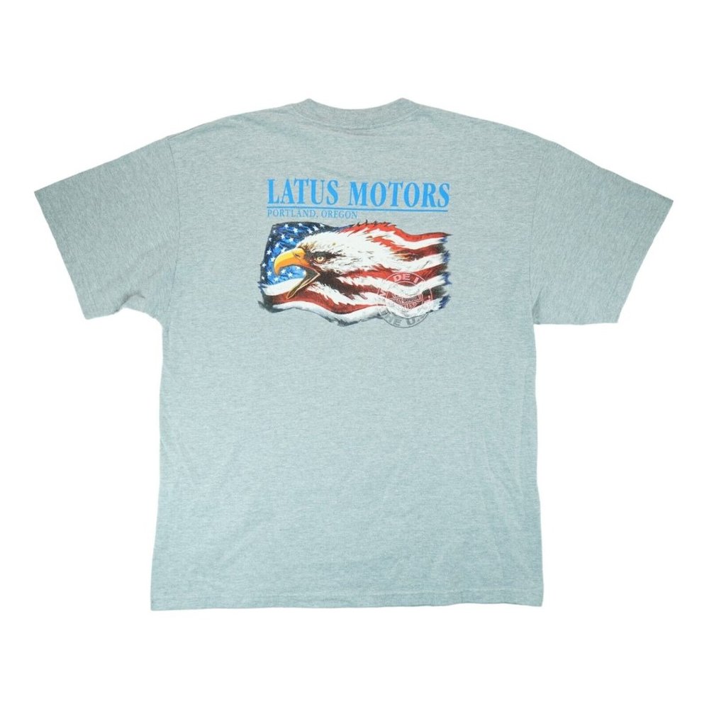 Vintage 2000s Harley Davidson Shirt Mens 2XL Gray Portland Oregon Eagle Flag USA